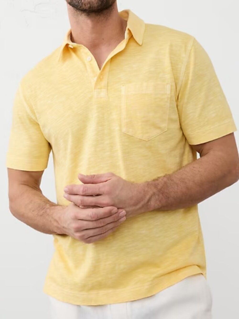NWT BANANA REPUBLIC GARMENT DYED SLUB VINTAGE POCKET POLO YELLOW XL - SOFT!